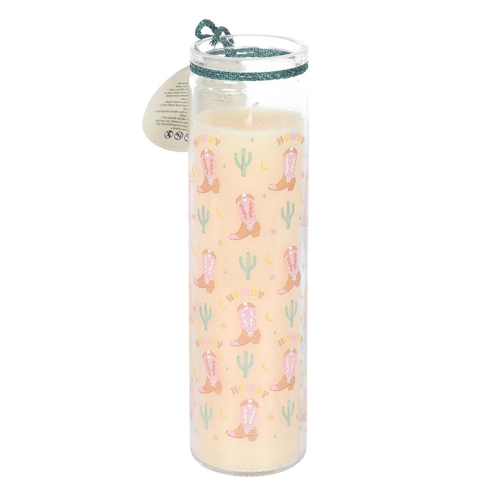 Something Different Howdy Floral Cowboy Boot Tube Candle