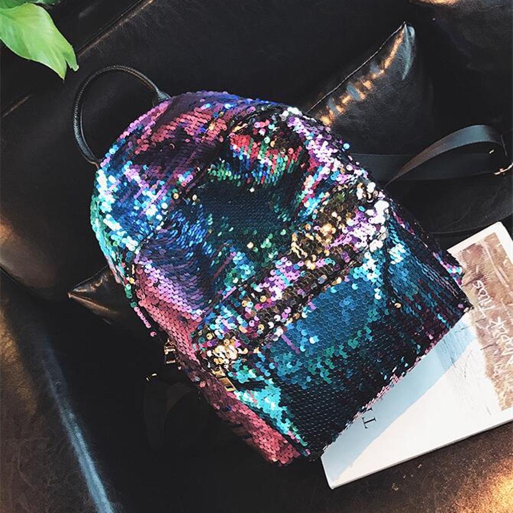 Buy Women Chic Sequins Glitter Bling Backpack School Travel Rucksack ...