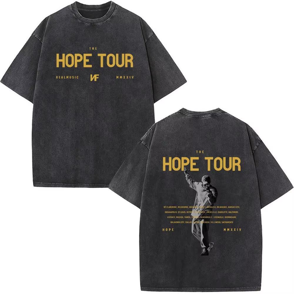 

Rapper Nf Hope Tour T Shirt Men Fashion Hip Hop Vintage Washed Short Sleeve T-shirt Cotton Casual T-shirts 3XL