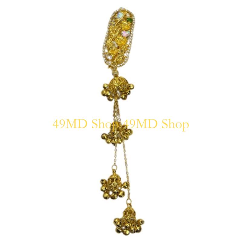 49MD Vintage Rhinestones Hair Clip With Elegant Tassels Creative Dangling Barrettes For Ethnic Cultural Occasion Everyday Use