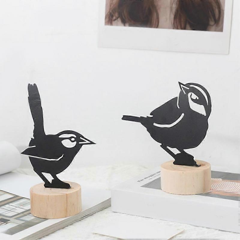 Black Iron Photo Clip Bird Memo Holder for Desktop Use 2Pcs Set