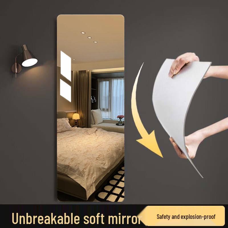 Acrylic Soft Full-Length Dressing Mirror, Cuttable, Self-Adhesive, Wall-Mounted for Dormitory or Wardrobe