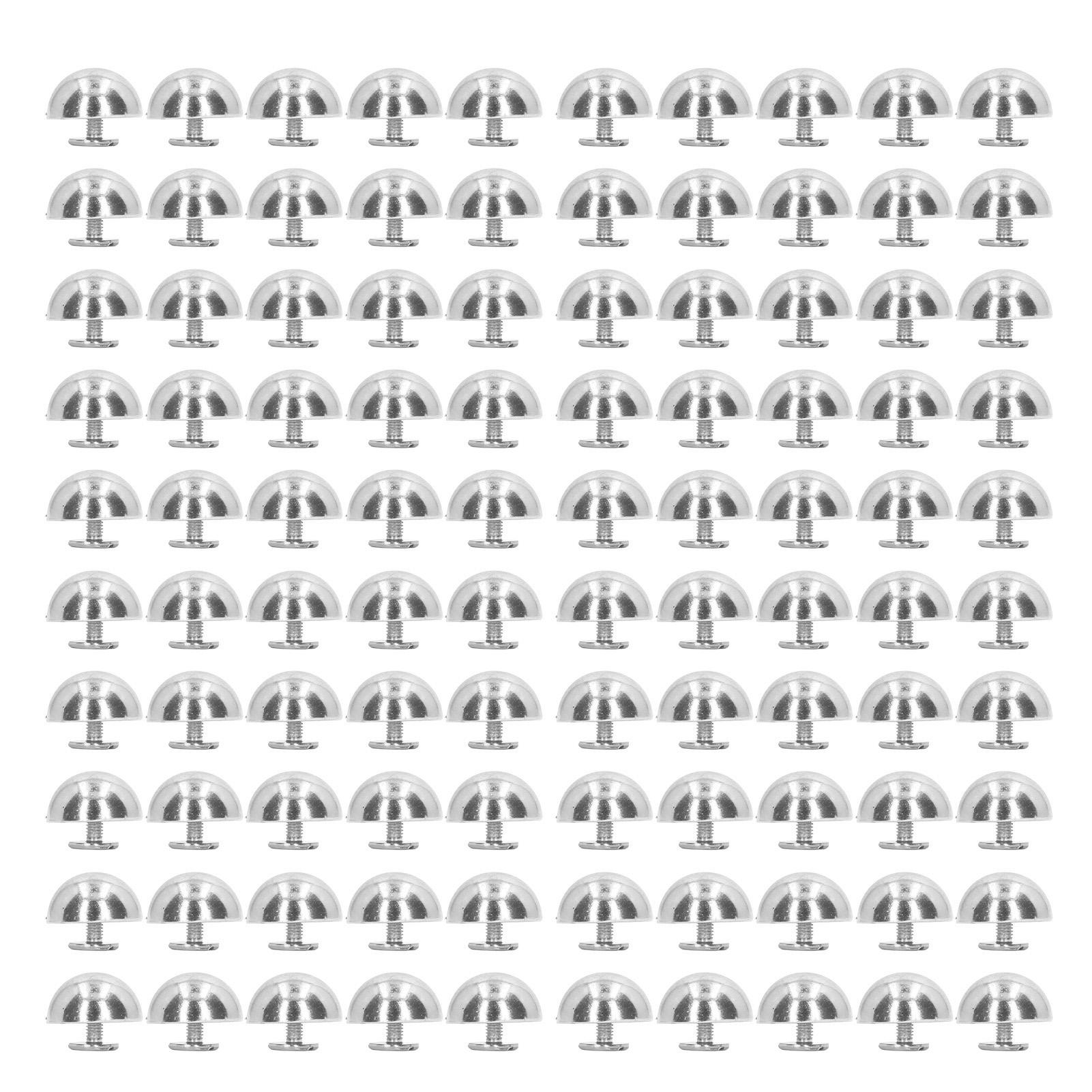 

100 комплектов заклепок с круглой головкой 15 мм из сплава с покрытием высокой твердости цвета золота и серебра для кожи серебряный