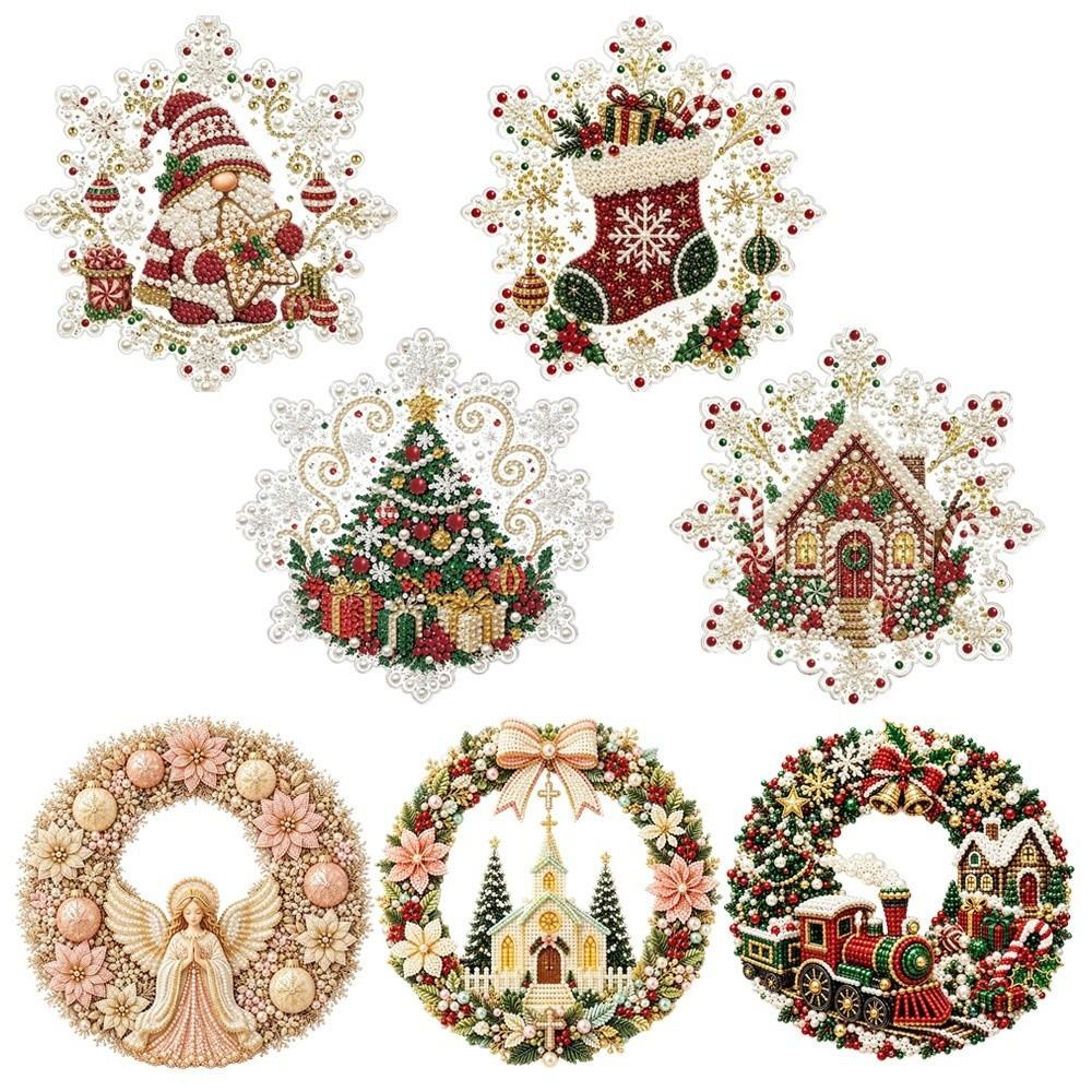 Christmas DIY Hanging Pendant Pearl Rhinestones Wall Ornaments Creative Xmas Tree Charm For Adults