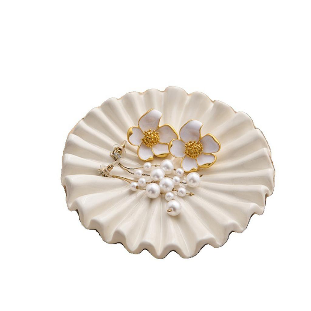 Pink And White Floral Decorative Bowl Home Decoration Scallop Mini Bowl Desktop Accessories Ceramics Ornaments Decor