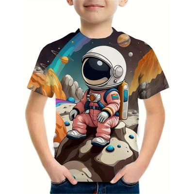 Moda Çocuk Tişörtü Yaz Kısa Kollu Tişört Erkek Çocuk Karikatür 3D Baskılı Erkek Çocuk Tişörtü Yuvarlak Yaka 2025 Çocuk Giyim