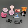 European & American Cartoon Pink Camera Brooch with English Letter - Metal Badge Gift