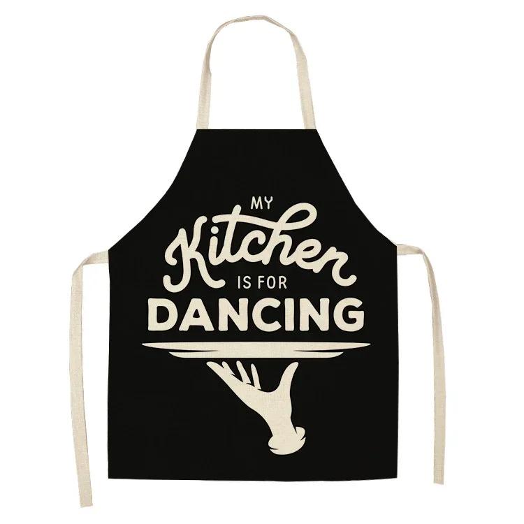Letter Alphabet Kitchen Aprons for Women Cotton Linen Bibs Household Cleaning Pinafore Home Cooking Apron Delantal