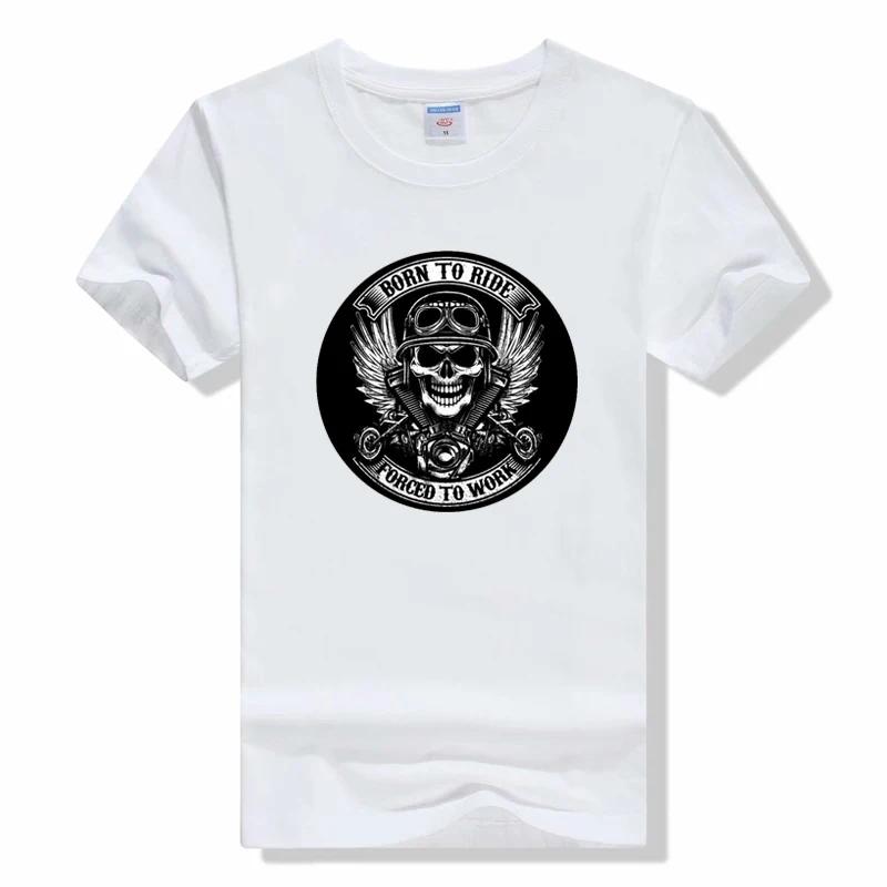 Novelty Born to Ride Forced to Work T-Shirt BORN TO RIDE Skull short sleeved Breathable t shirt XL