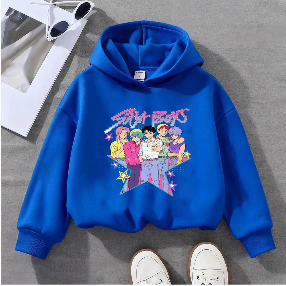 Kids' Sweatshirt Mystery EST 2025 Saji Boys Purple Hair Heart Design Casual Long Sleeve Top for Children