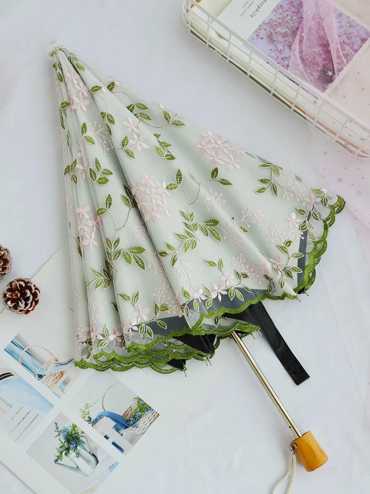 Umbrella Lace Sun Umbrella Female Embroider Sun Protection UV Protection Sun Umbrella Retro Style Princess Umbrella Sunny and Rain Dual-Use