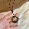 Coffee circle braided rope necklace women's simple fashion high-end long sweater chain light luxury niche accessories