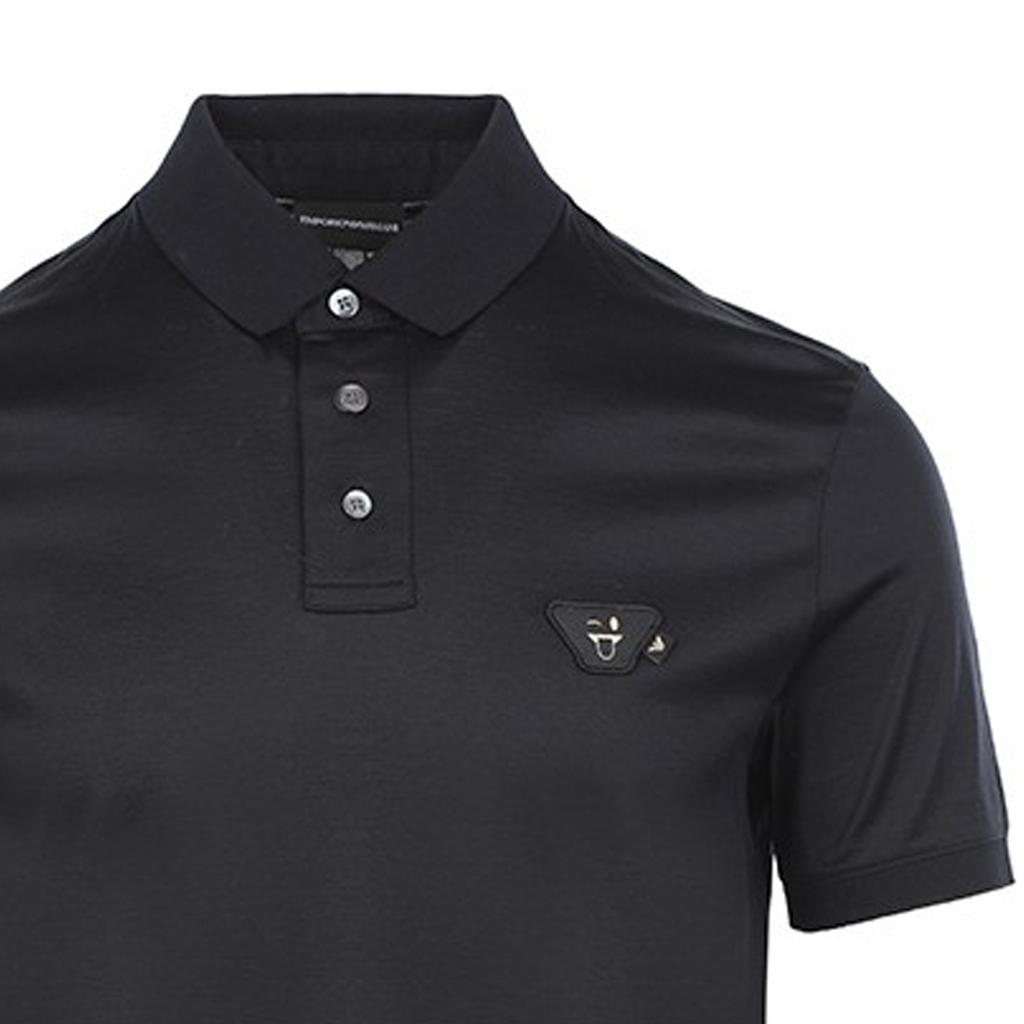 Emporio Armani Ss22 Solid Color Logo Short Sleeve Polo Shirt Men Tops Dark-Blue 3L1FFZ-1JUVZ-0920
