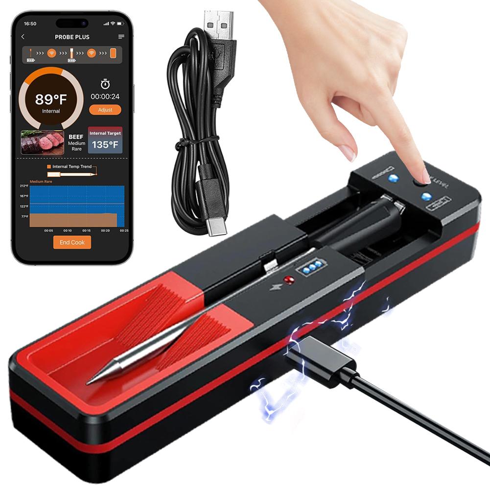 Smart Meat Thermometer Wireless Meat Thermometer Long Range Digital Food Thermometer Barbecue Thermometer for Smoker Rotisserie