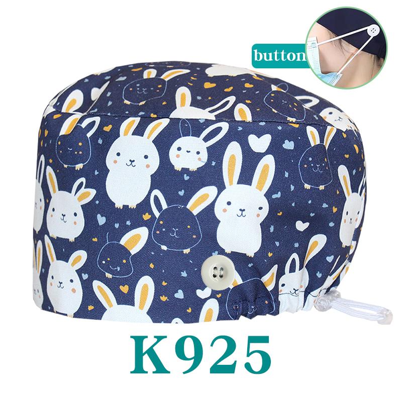 Cartoon Printed Nursing Caps Men Women Medical Hats Adjustable Long Hair Pet Dental Clinic Doctors Scrub Hat