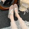 Fashion Mesh Ballet Shoes Women's Spring and Summer New Round Toe Shallow Mouth Cutout Mesh Breathable Flat Sandals