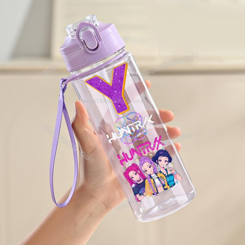 900ml KPop Łowcy Demonów List Butelka na Wodę Rumi Mira Zoey Dziewczęca Szkolna Kubek na Napoje Duża Pojemność Dziecięca Sportowa Outdoorowa Butelka ze Słomką