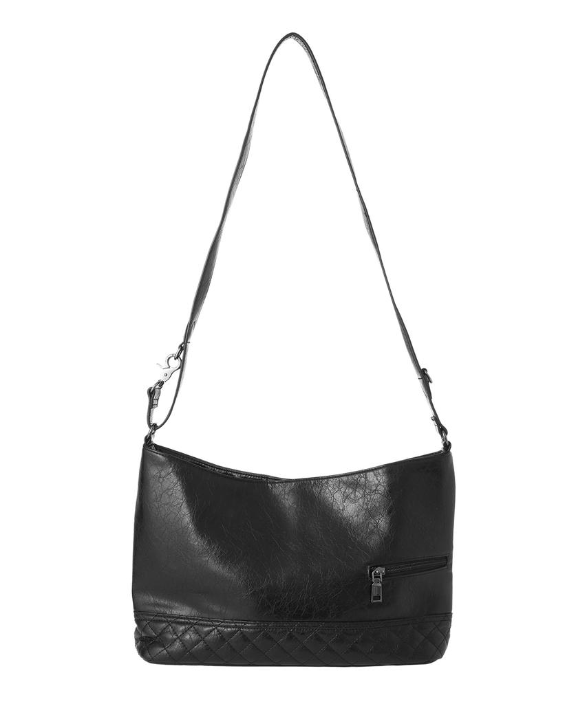 Zeroplanet Leather Buckle Shoulder Bag [Black]