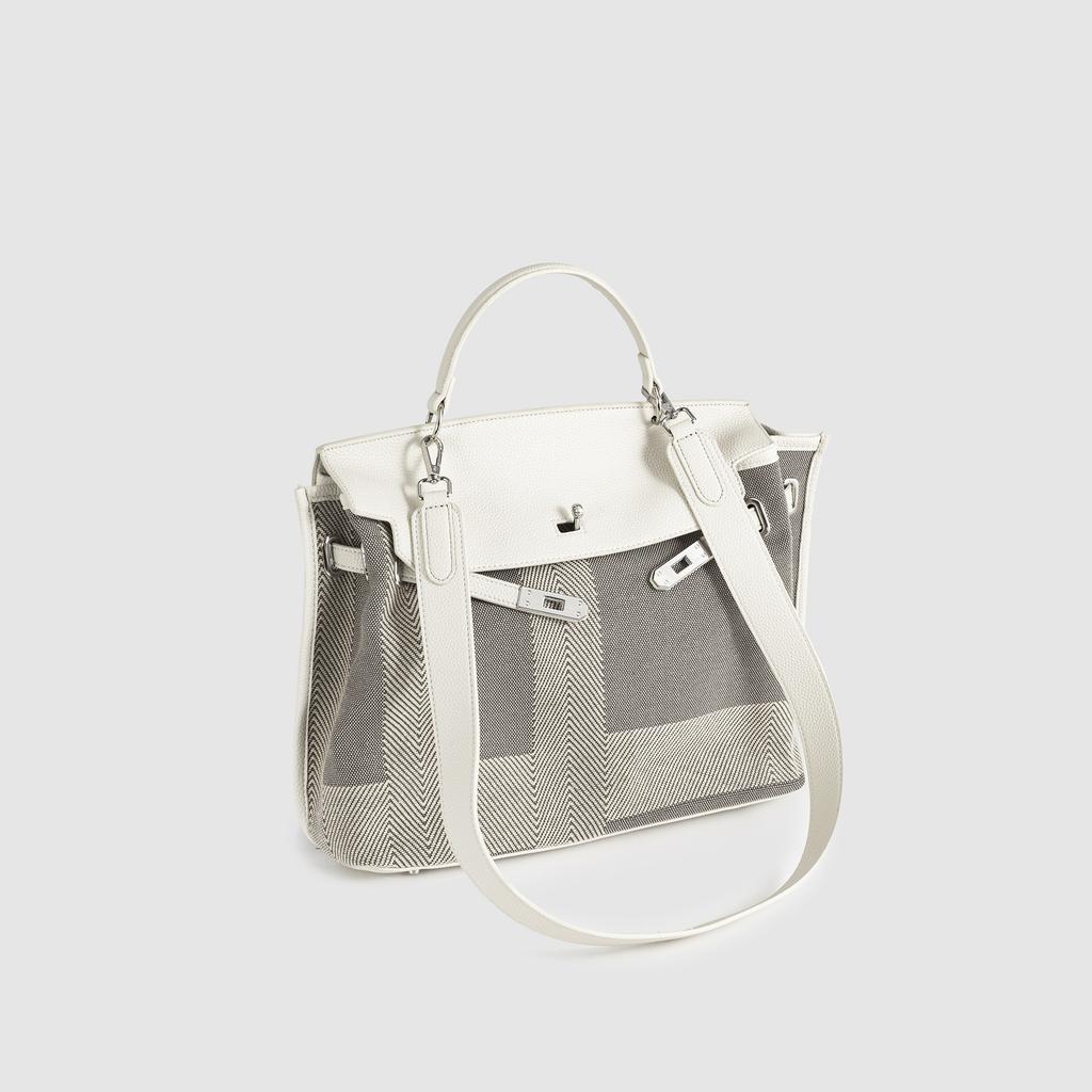 Large Capacity Canvas Sewing Bag Soft Leather Tote Feminine Casual Plaid New