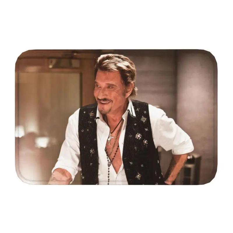 Rock Johnny Hallyday Door Floor Bath Kitchen Mat Anti-Slip French Singer Music Doormat Living Room Entrance Rug Carpet Footpad
