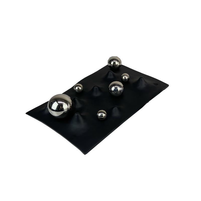 Modern Simple and Light Luxury Black Silver Metal Ball Decorative Tray Model Living Room Geometric Storage Ornaments