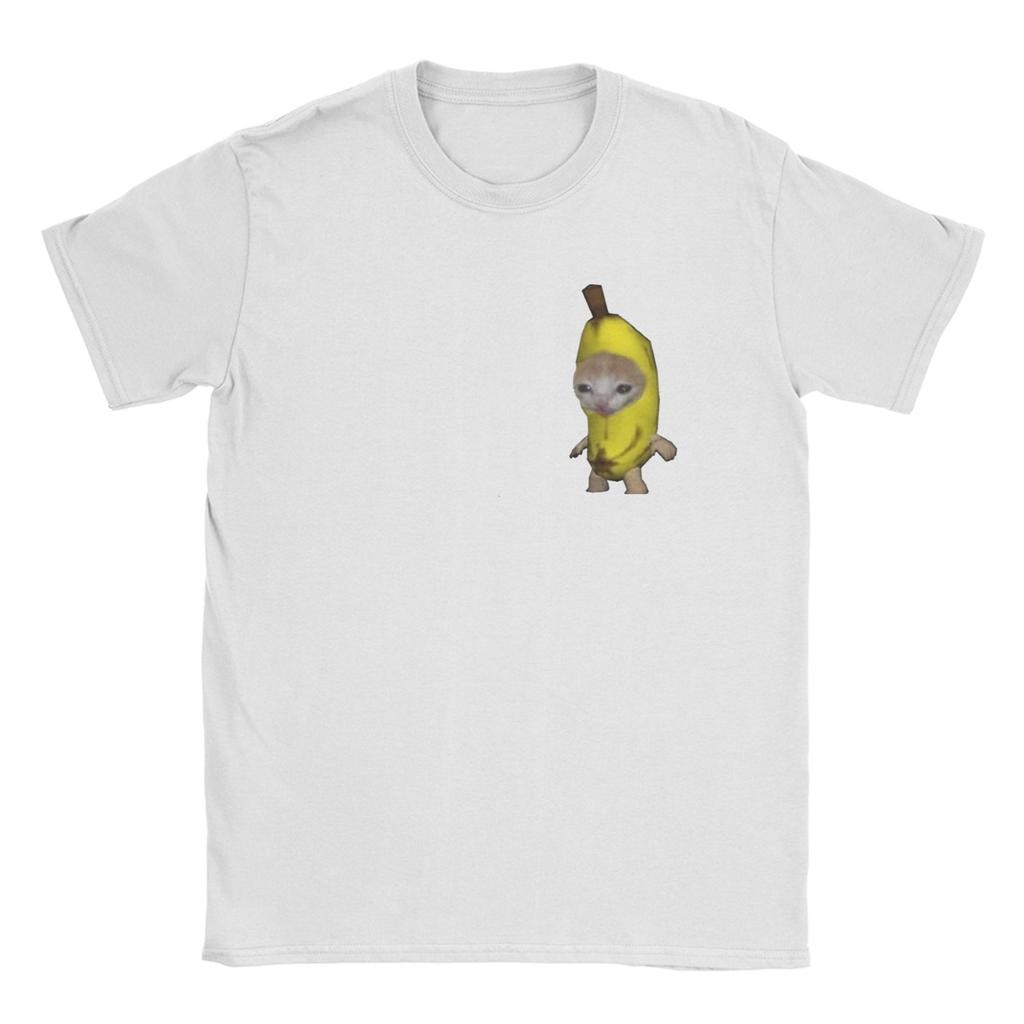 Crying Cat Banana T Shirt Summer Pure Cotton T Shirts For Mens Harajuku Printed Tee Shirt Short Sleeve Y2K Casual Tees
