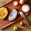 Deluxe Stainless Steel Butter Spreader, Equipped with A Wooden Handle and Featuring A Wide and Straight Blade Edge.