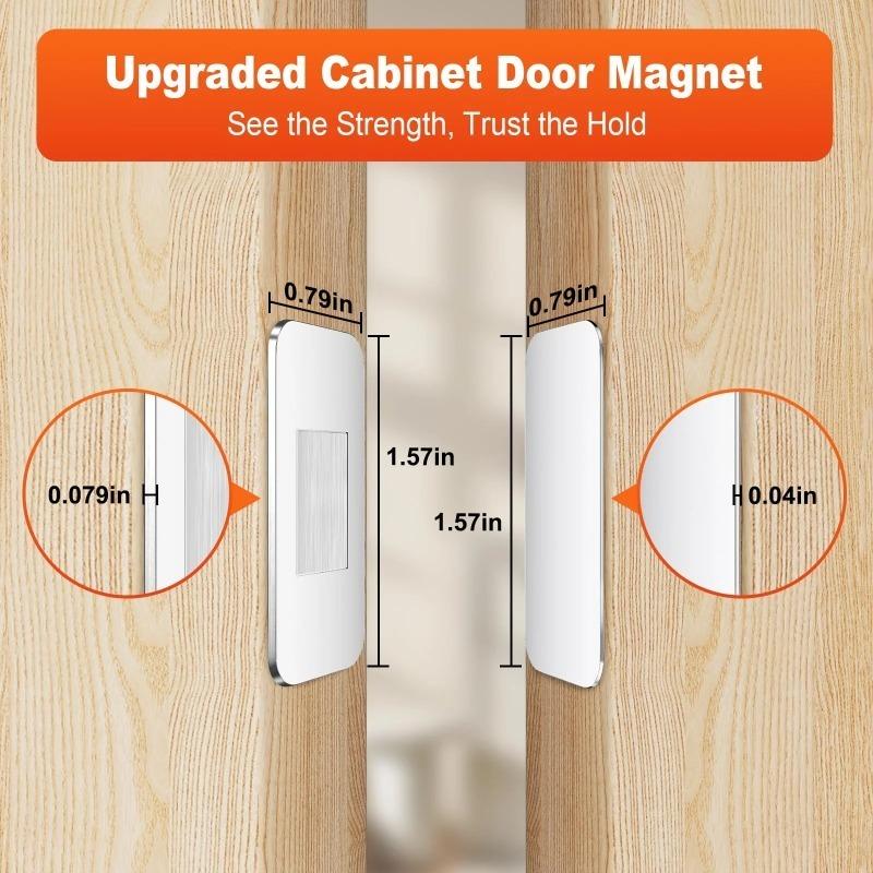 20Pcs/10Sets Ultra-Thin Magnetic Cabinet Catch, No-Drill Adhesive Mount for Kitchen Wardrobe Drawer, Strong Hold Rustproof