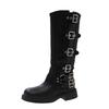 Autumn and Winter 2024 Vintage Boots  Thin Western Cowboy Boot Medium Heel  Leather Boots Cavalry Boots