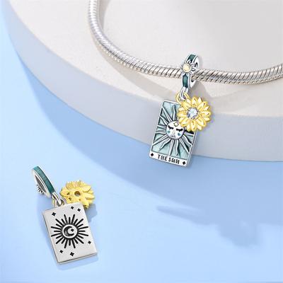 Charm Genuine Copper Tarot Card Sun Pendants Bead Fits Bracelets DoItYourself Beautiful Gifts Women Delicate Jewellery Accessory