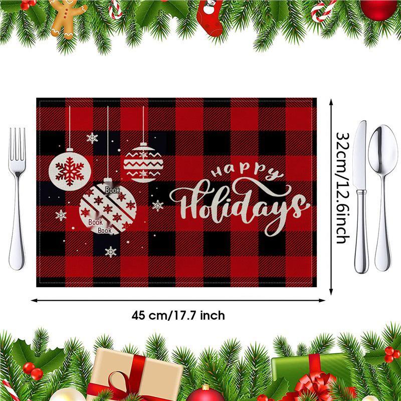Christmas Cotton Linen Placemats - Heat Insulation Mats for Dining Table