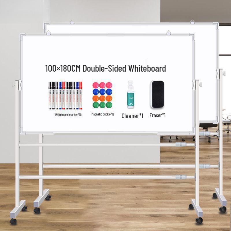 Double-Sided Movable Whiteboard & Blackout Board Easel Stand for Home & Office Teaching