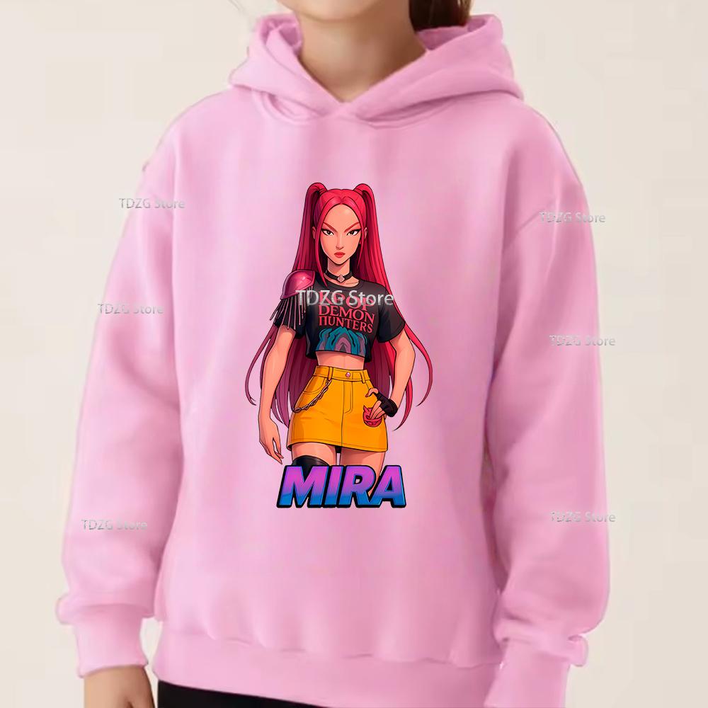 Autumn Single Girl Group KPop Demon Hunter Print Fashionable and Simple Sports Boy Girl Pullover Hoodie Children Clothing