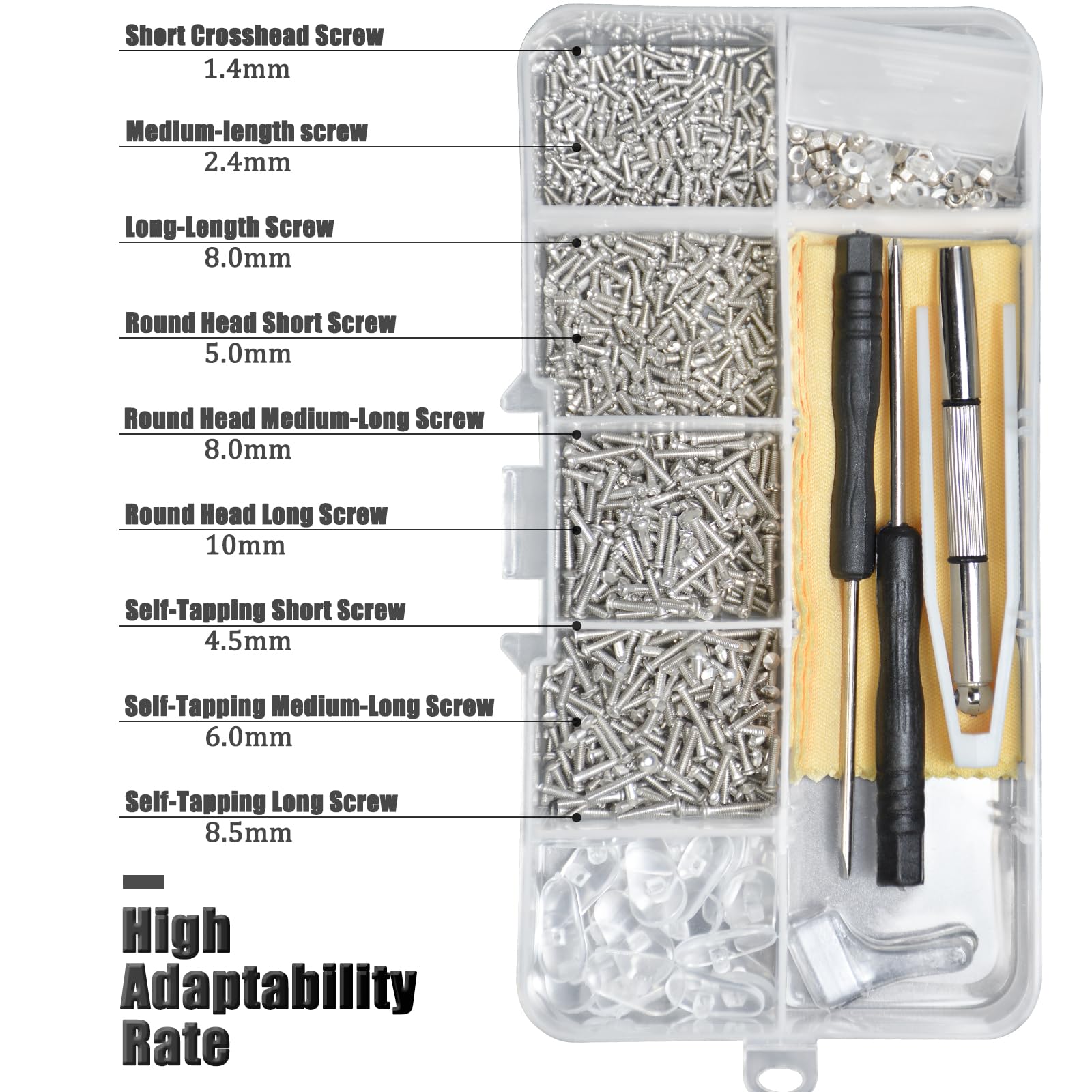 

Набор для ремонта очков 1000 шт. с винтами и отверткой, Набор для ремонта винтов для очков 1 Box