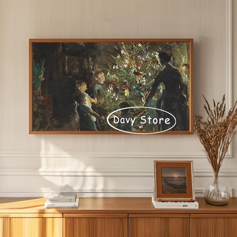 Vintage Vánoční strom Zimní sněhová krajina Plakáty Tisky Malba na plátně Sváteční Vánoční Nástěnné umění Obrázek do pokoje Domácí dekorace