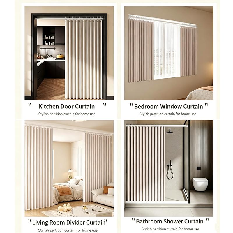 Stylish Elegant Folding Door Curtain No Punching Design Home Decor Privacy Better Space Partitioning For Kitchen Home Bedroom