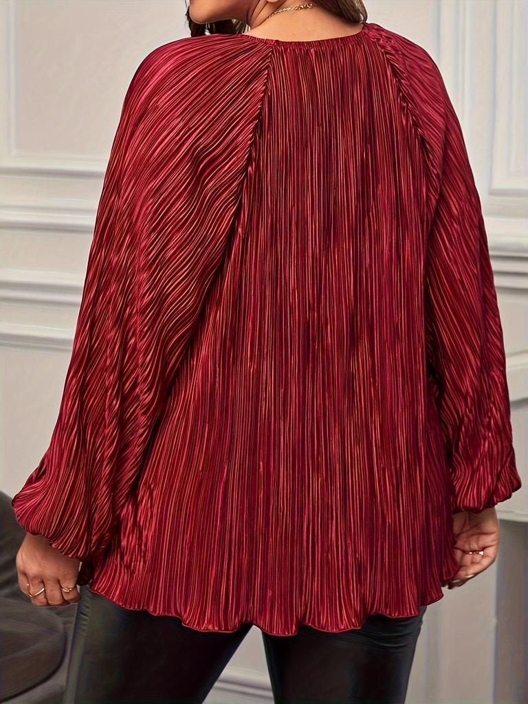 Wiosna/Lato 2025 Damska Luźna Perłowa Plisowana Bluzka z Długim Rękawem w Stylu Europejskim i Amerykańskim