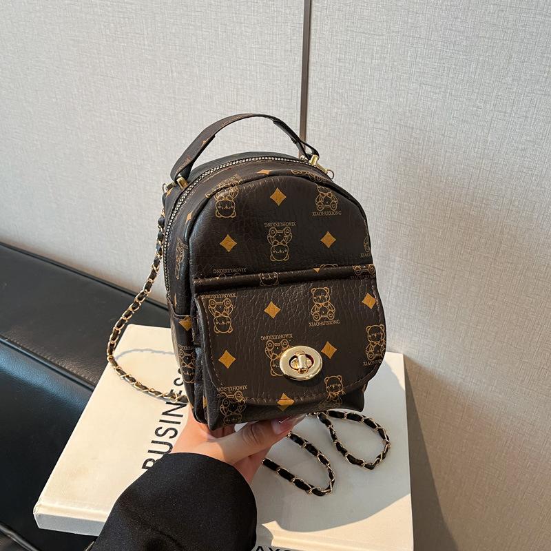 

Рюкзак Женский Рюкзак Новый ПУ Мода Корейская Версия Тренд Принт Большая Вместимость Студенческая Сумка Женская Дорожная чёрный