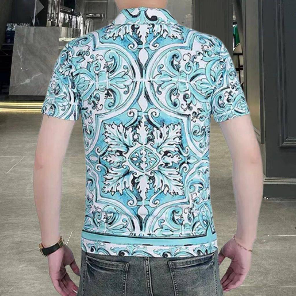 Hawaii Thin Full Print Quick-Dry Shirt Men's Short Sleeve 2025 Summer Vacation Style Ice Silk Cardigan Shirt Half Sleeve