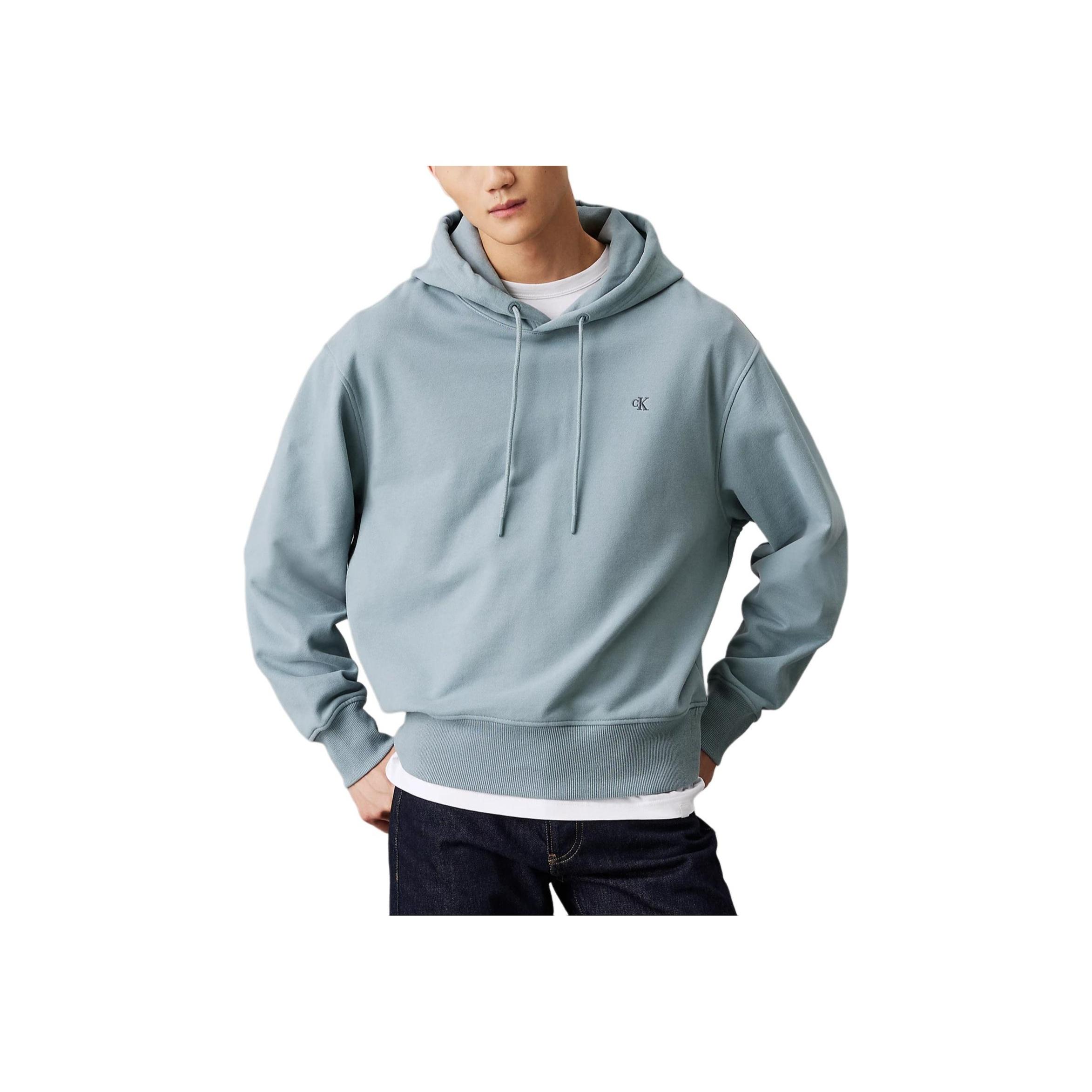 

Calvin Klein Letter Embroidery Comfortable Hooded Drop Shoulder Long Sleeve Sweatshirt Men sweatshirt Blue J30J326748-PC2 M