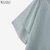 ZANZEA Blouse Décontractée à Col Rond et Manches à Volants Ample pour Femmes