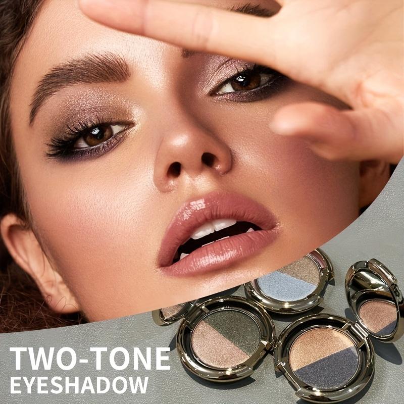 Dual-Tone Eyeshadow Shimmer & Smoky Brown/Blue-Black Multi-Color Eyeshadow Palette - Wet/Dry Formula, Long-Lasting Waterproof & Sweatproof Eyeshadow