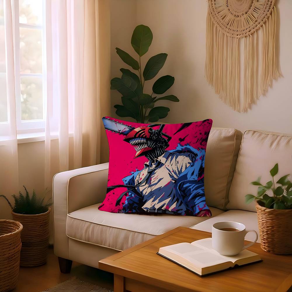 C-Chainsaw Man Anime Pillow Gift Home Office Decoration Pillow Bedroom Sofa Car Cushion CoverPillow Case