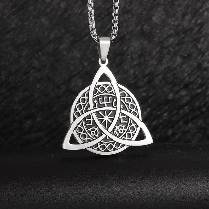 Island Severský Vegvisir Helma Runový Kruh Hrůzy Nerezová Ocel Přívěsek Kožená Šňůrka Řetízek Amulet Pánské Šperky