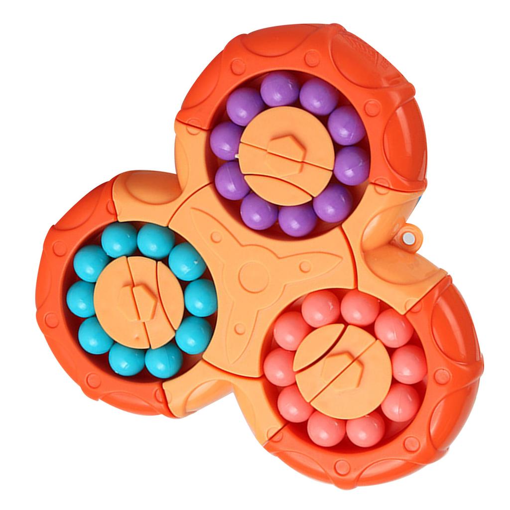 Rotating Bean Toy 6 Sided Rotating Bean Speed Toy Funny Stress Reduction Fingertip Puzzle Games for All Ages Orange