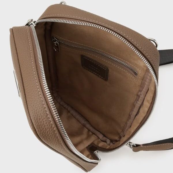 Takeo Kikuchi Microfiber Crossbody Bag, Men's, Beige (052), 07004344