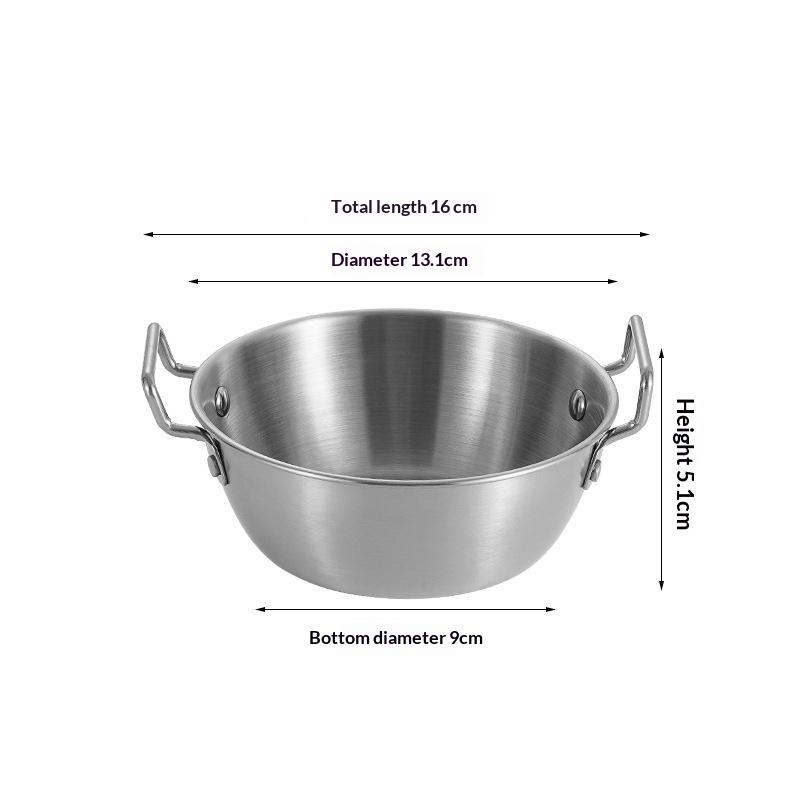 New 1pc 304 Stainless Steel Instant Noodle Bowl Korean Rice Wine Bowl With Handle Salad Snack And Fries Bowl