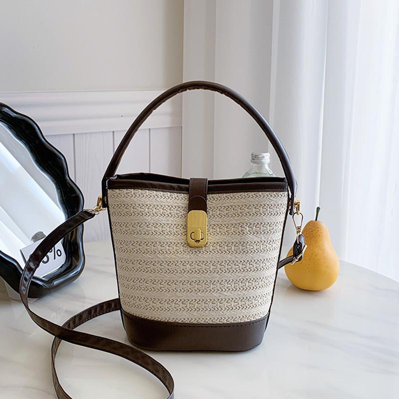 Chic Street Style Straw Woven Shoulder Bag 2024 Fashion Handbag