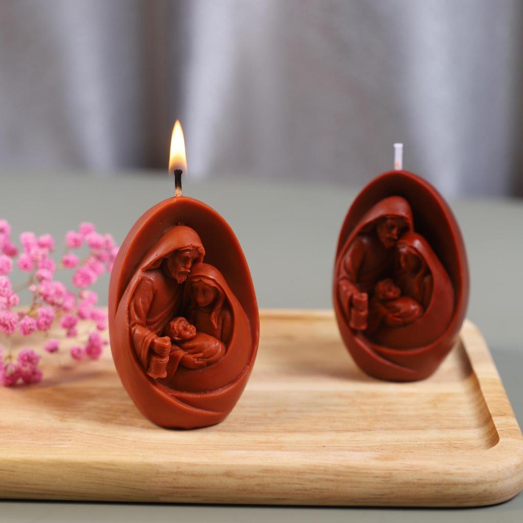 Nativity Candle Molds 3D Nativity Jesus Family Shape Mould Easy Release Heat-Resistant Candle Molds For Aromatherapy Wax Fondant