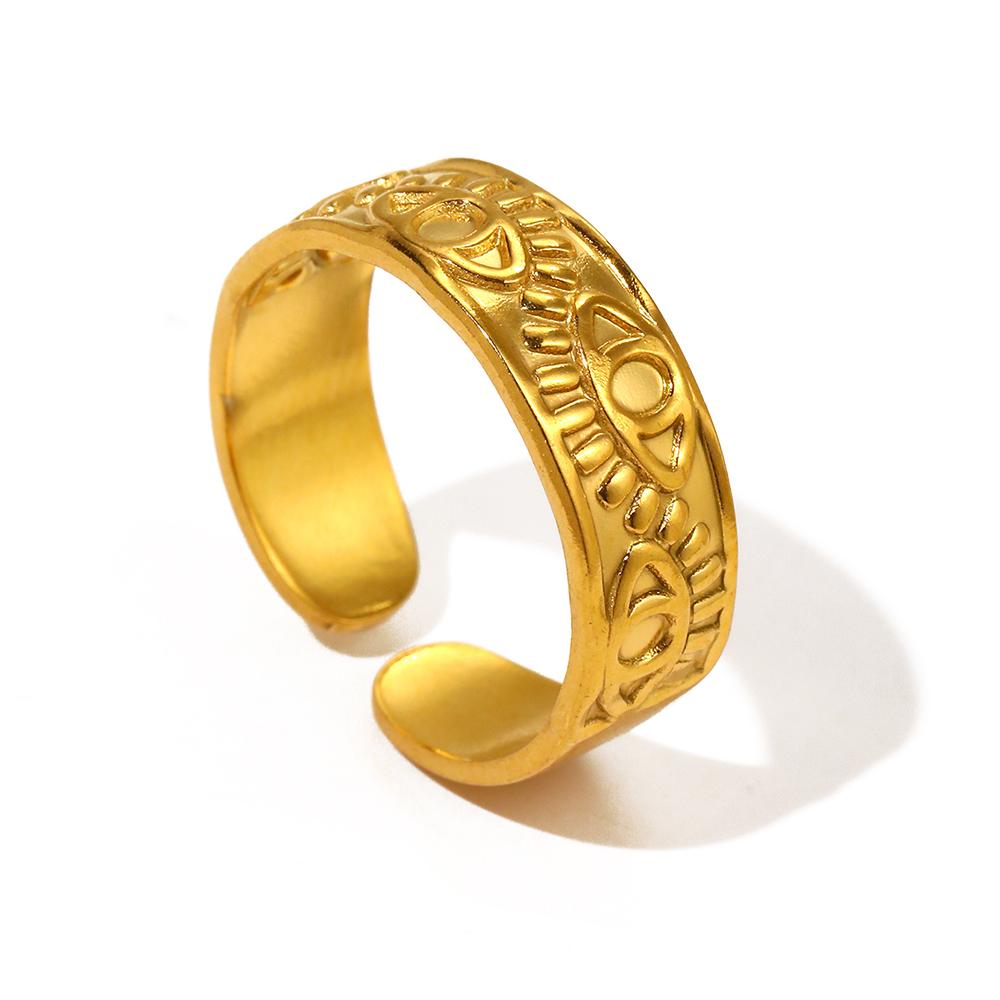 Stainless Steel Rings Personality Design Vintage Devil's Eye Open Ring Unique Exaggerated Ring For Women Zircon Gift Party Wear